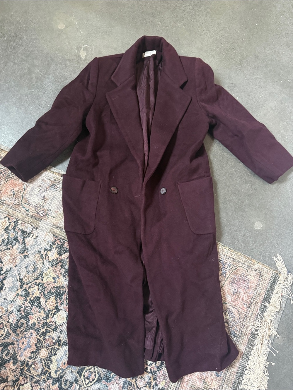 Vintage 90’s Wool Coat 90’s Coat Winter Coat Long Coat Vintage Overcoat plum